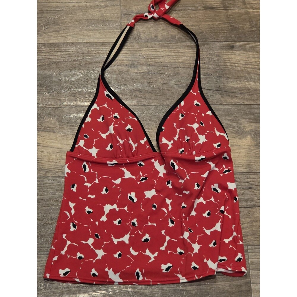 Victoria's Secret halter tankini top w/ a bold red poppy floral pattern - Size M